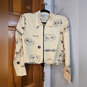 Betsy's Things USA Vintage 80s Bolero Jacket Yellow & Navy Sz